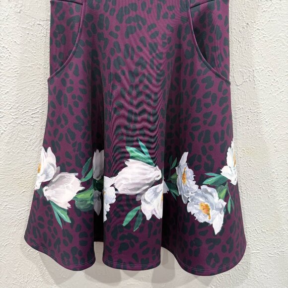 Ted Baker Animal And Floral Print Skater Dress Purple Size XS Size 1 TB - Picture 7 of 17